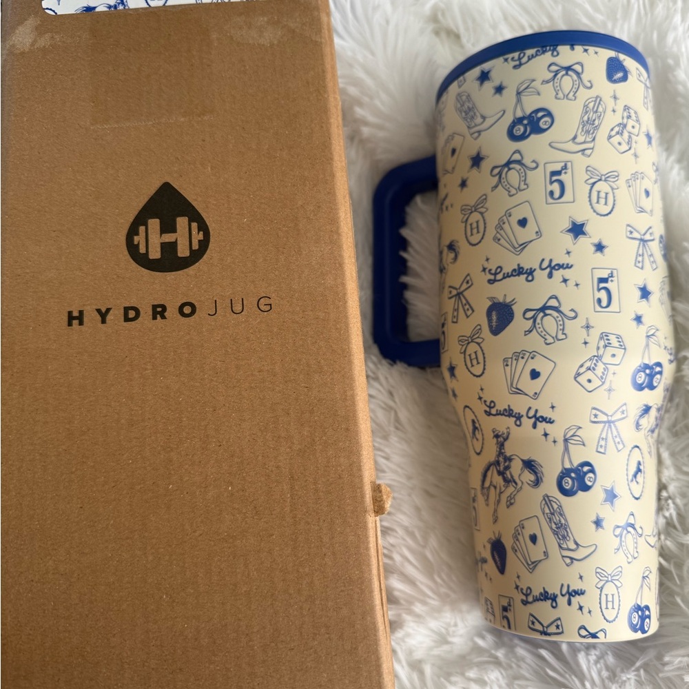 HydroJug Cream and Blue Printed Tumbler - Picture 2 of 4